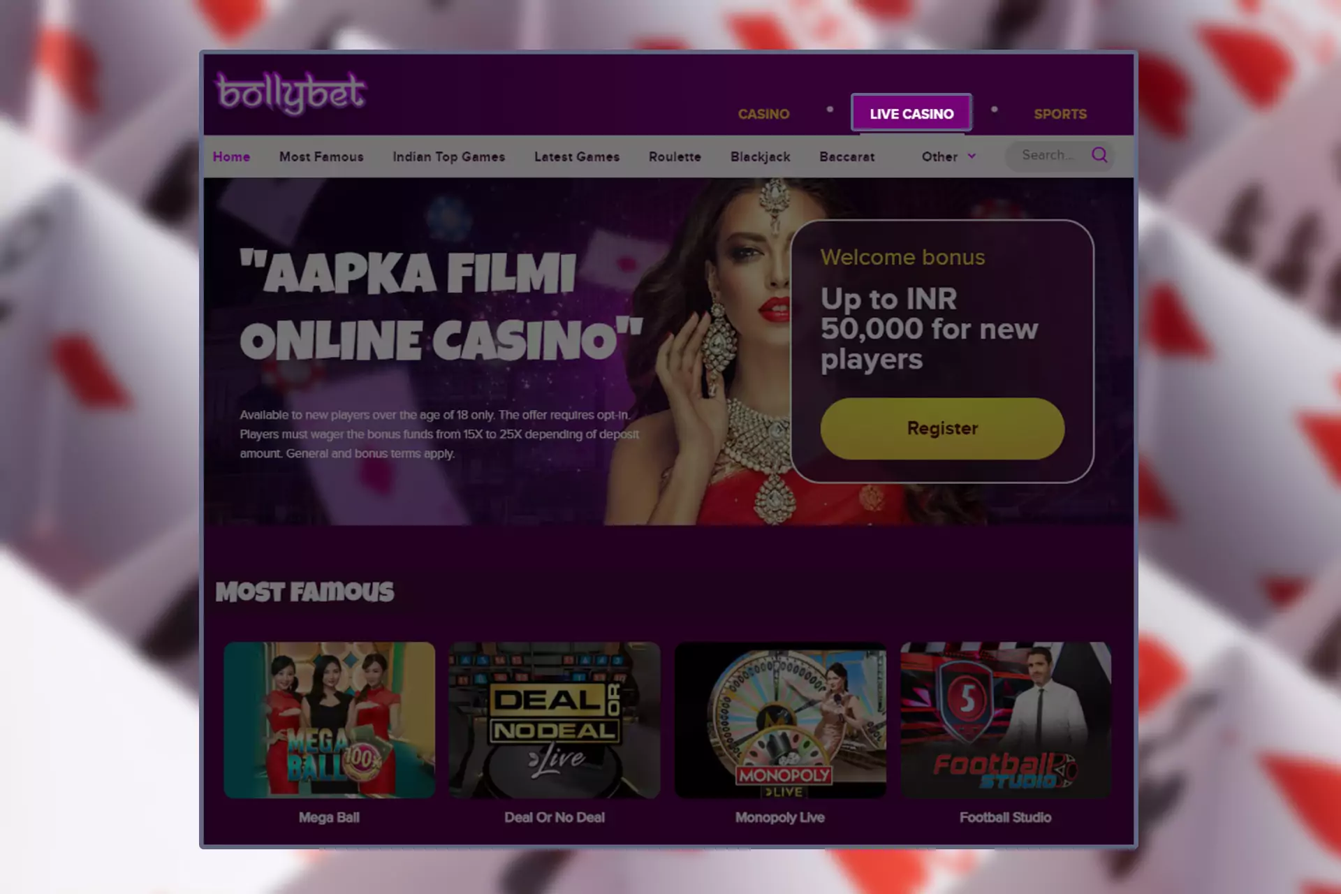 Go to the live casino if you want to play with an alive dealer.