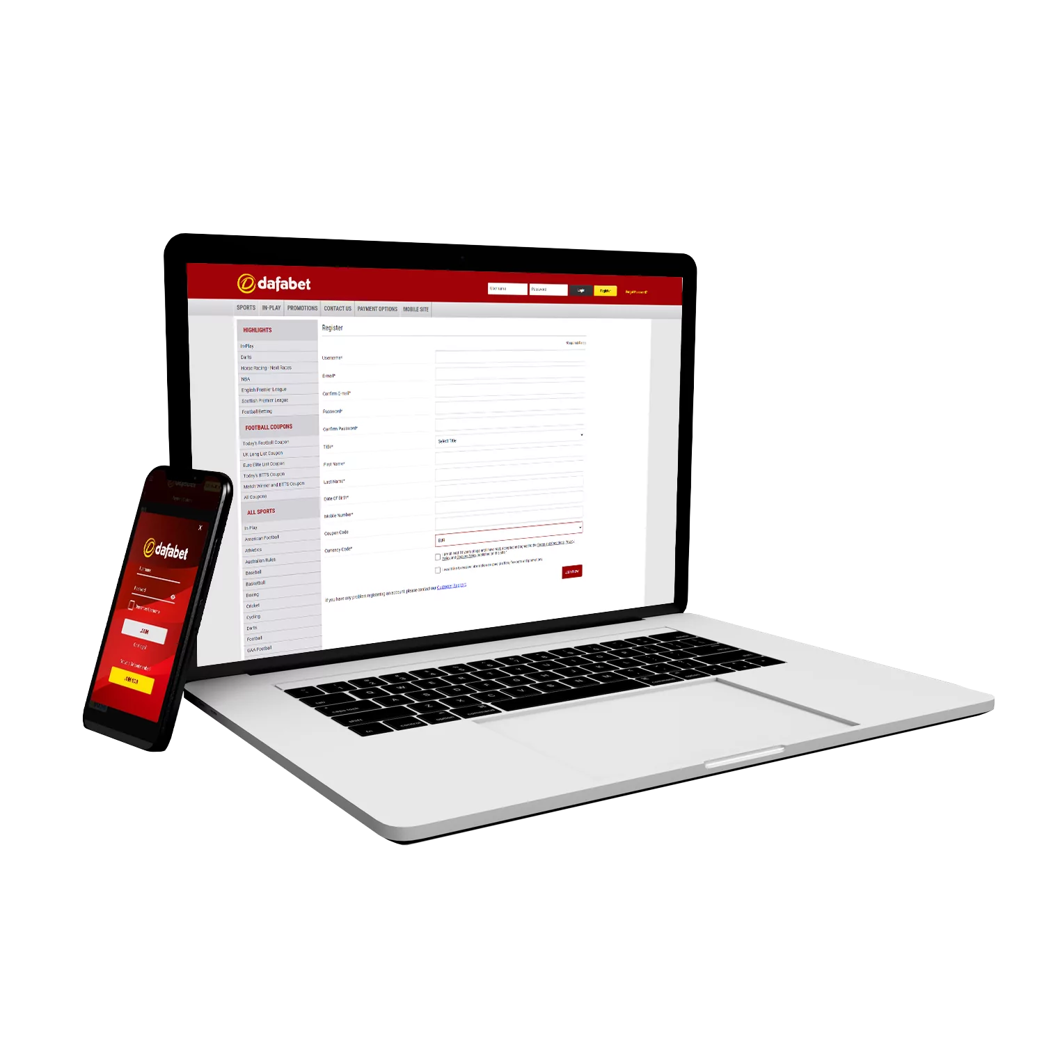 Learn how to register a new betting account on Dafabet and log in.