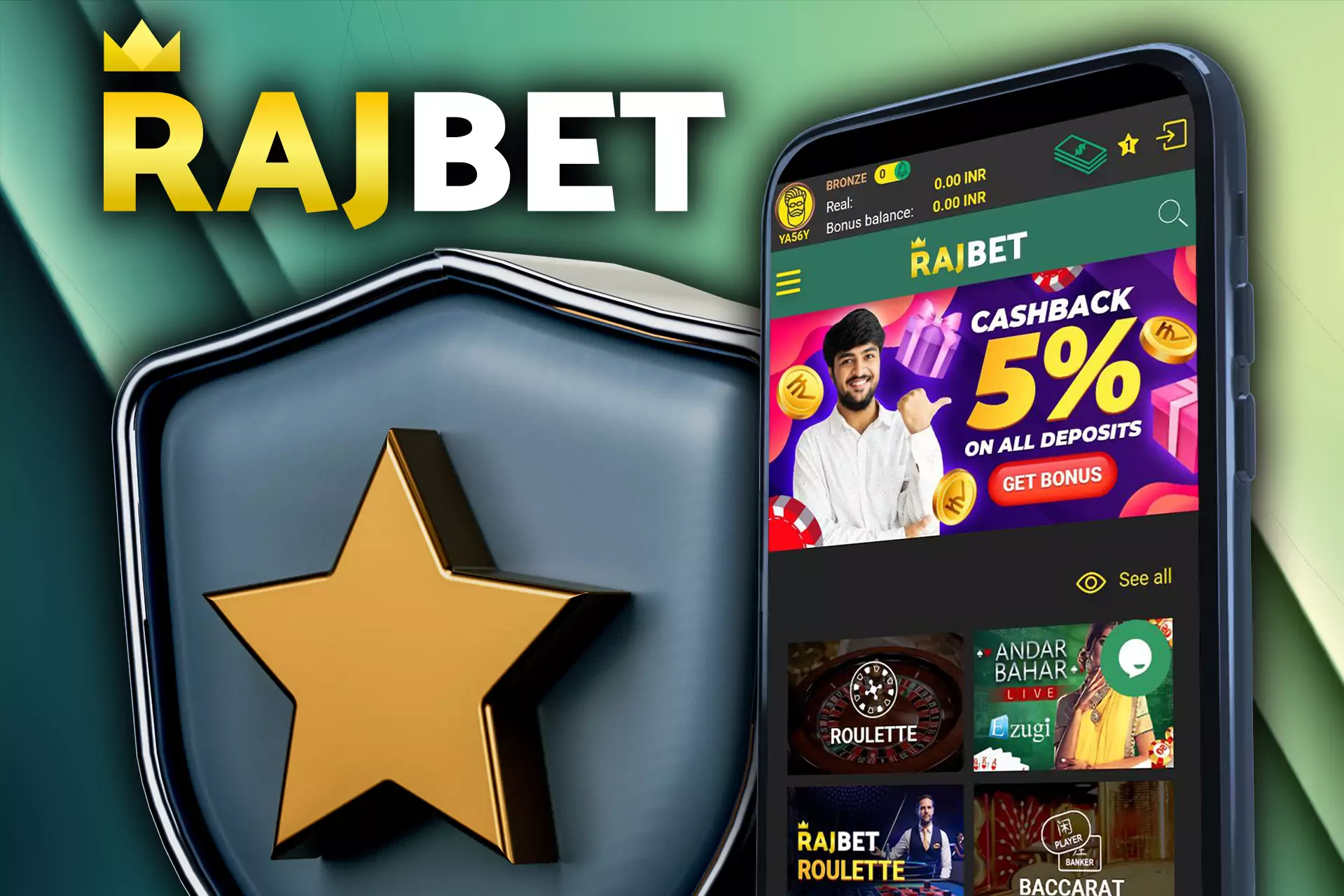 The mobile version of Rajbet's website is adapted for smartphones.