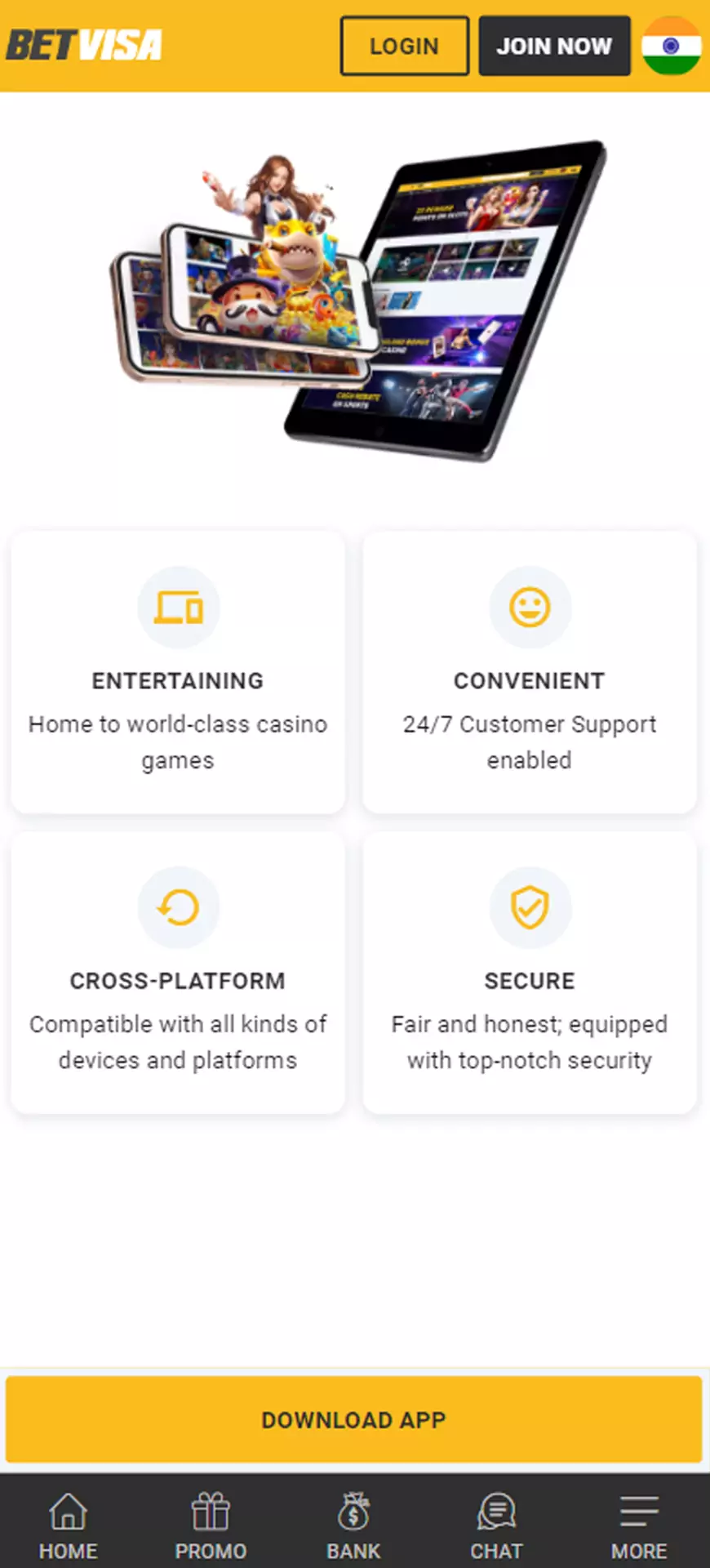 Install Betvisa app on your device.
