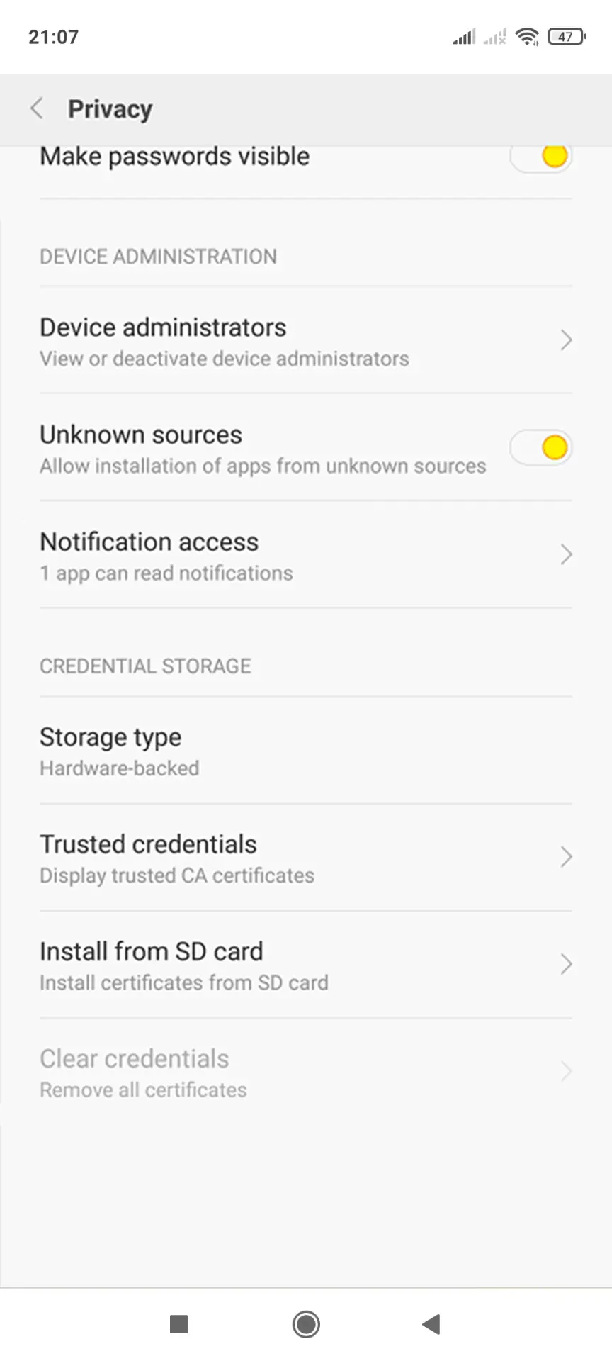 Disable the security option.