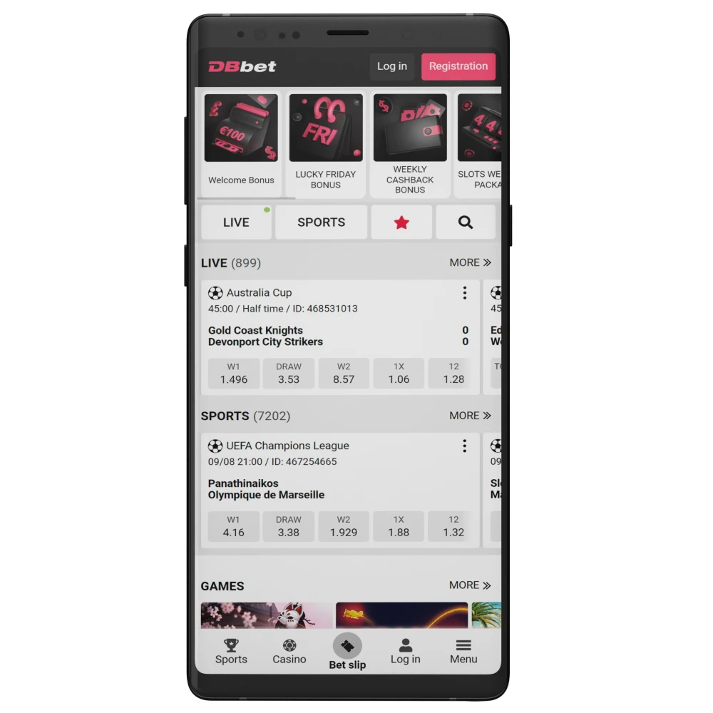 With the DBBet app, play casino games and bet anywhere.