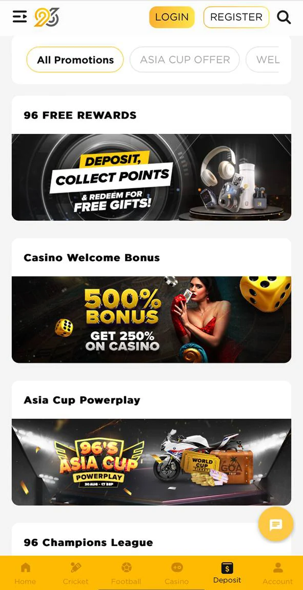 Get bonuses in the 96in loyalty program.