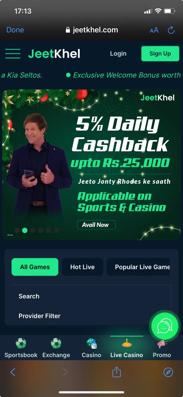 Jeetkhel app provides a wide range of casino games.