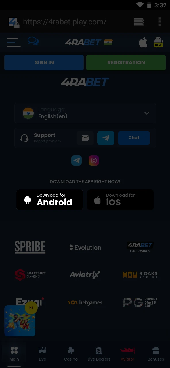Download the latest version of the 4Rabet app.