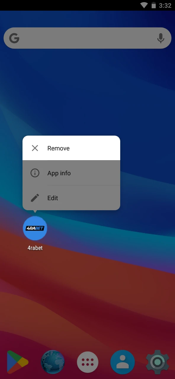 Uninstall the old version of the 4Rabet app.