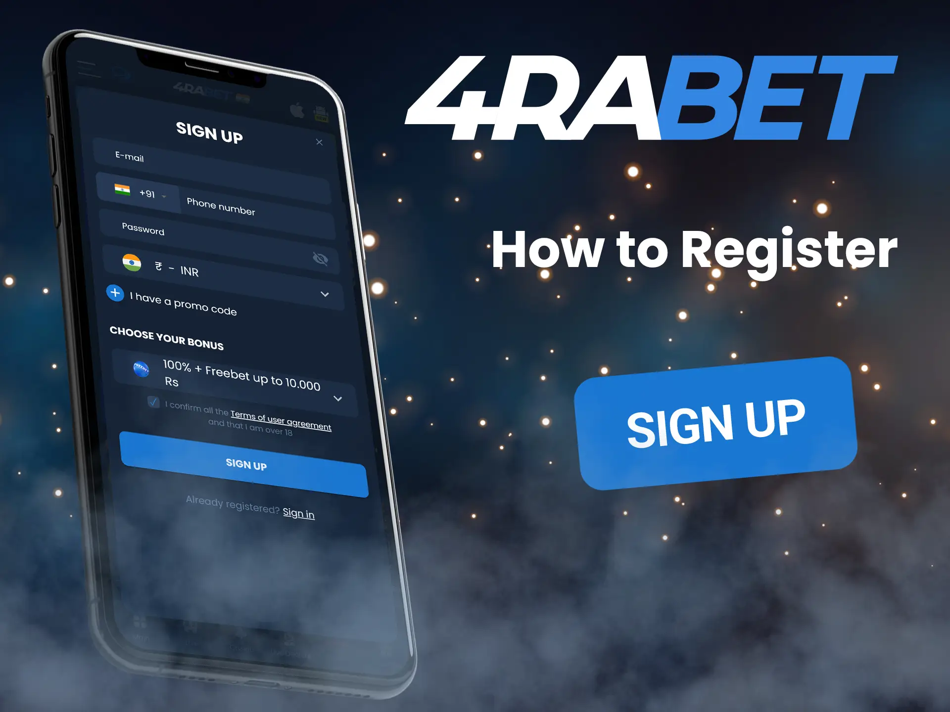 Register on the 4Rabet platform to access all features.