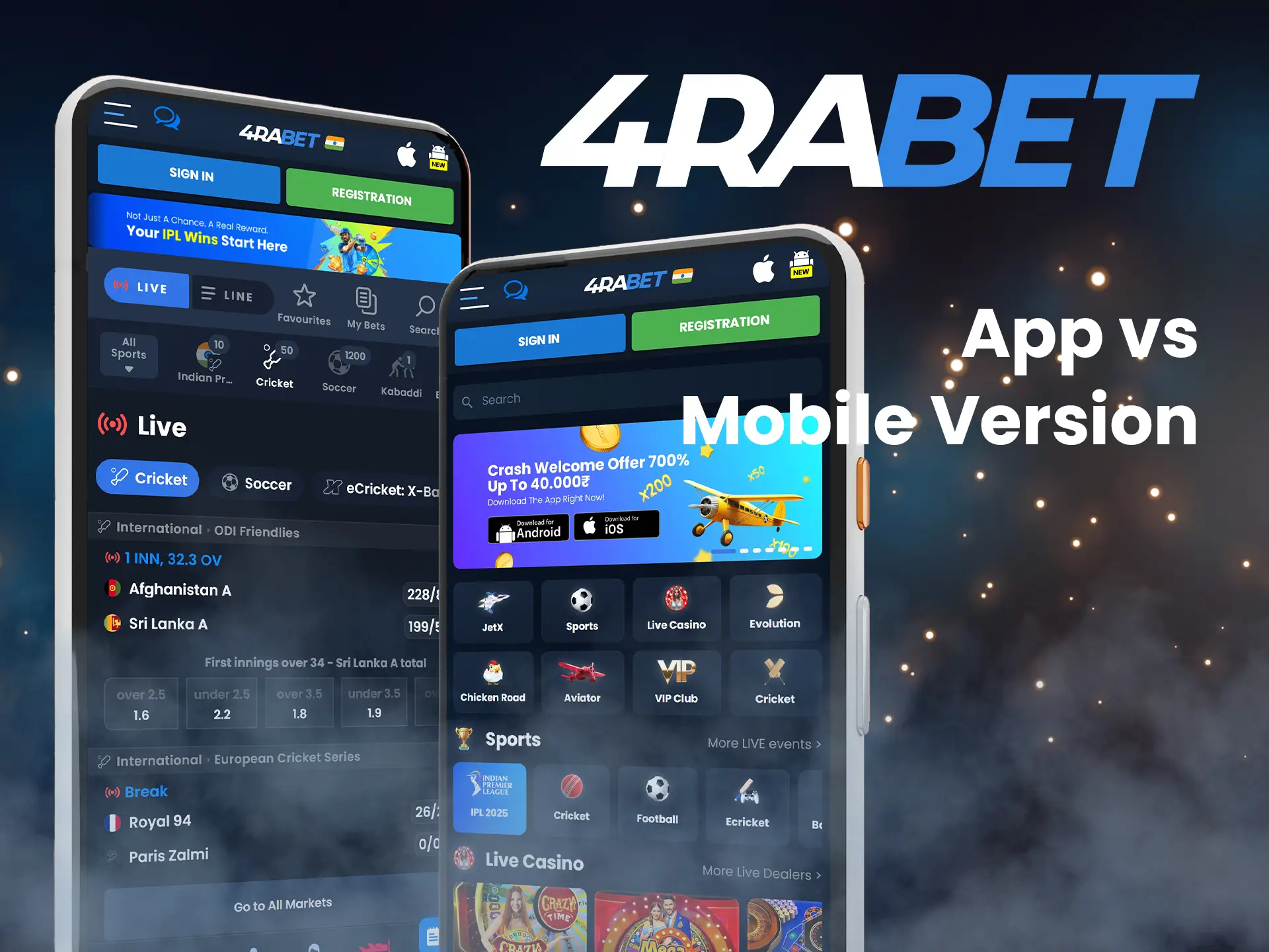 4Rabet app offers faster, smoother betting than the mobile site.