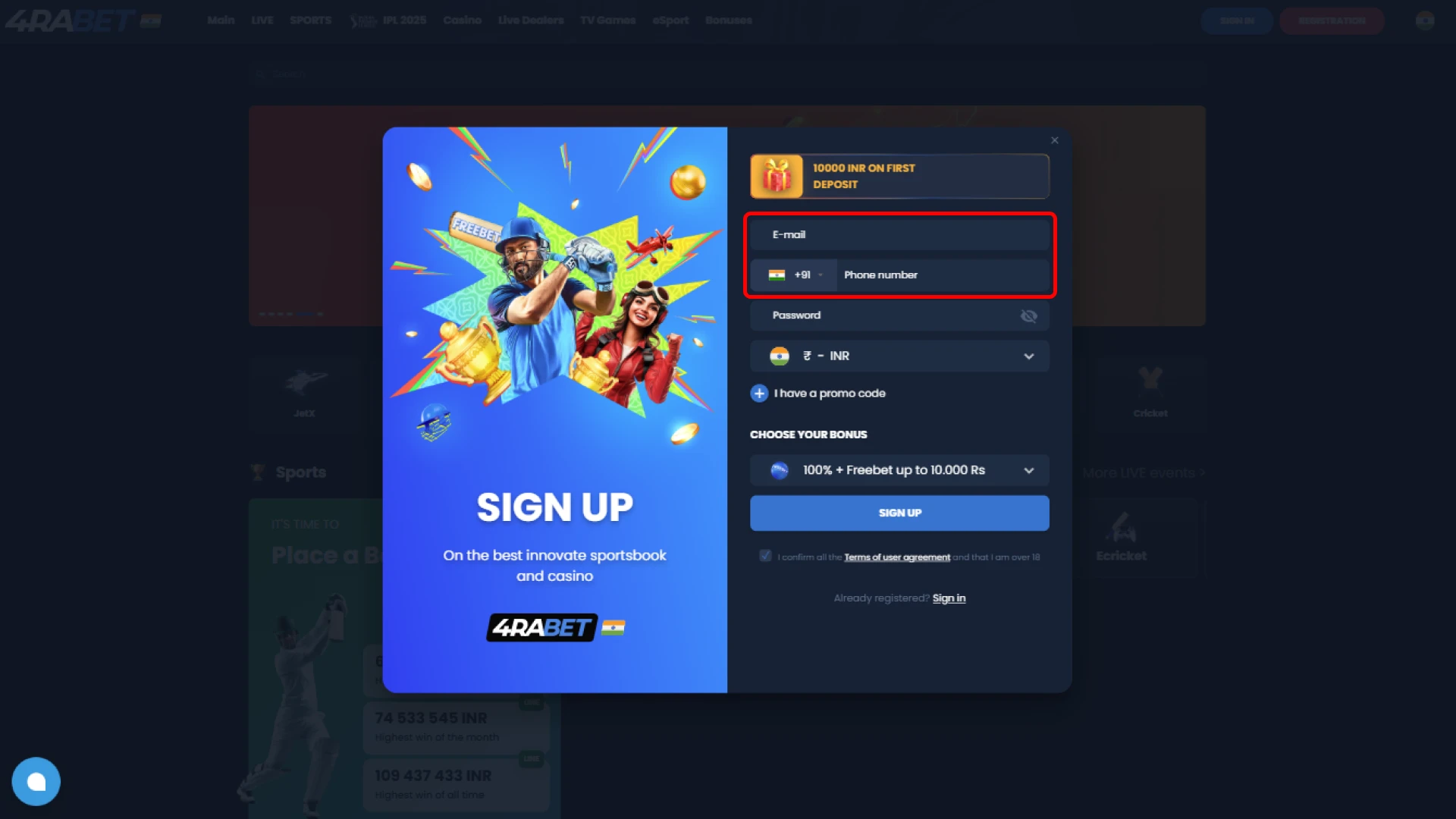 Provide your information during the registration process on 4rabet.