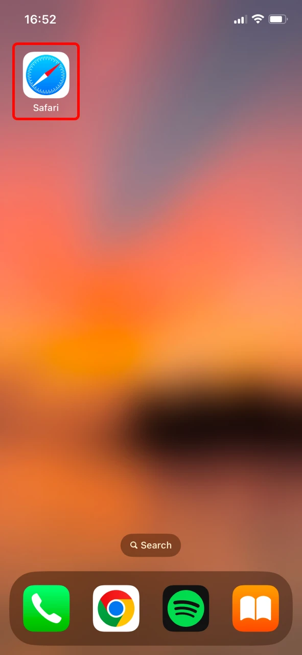 Open Safari and visit the Batery site to download the iOS app.