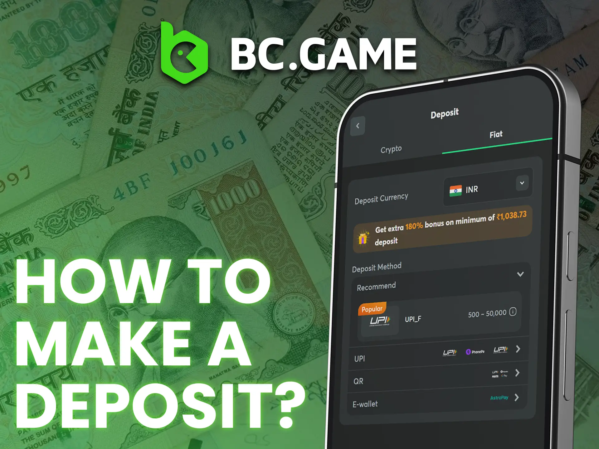 BC Game offers flexible deposit options for every player.
