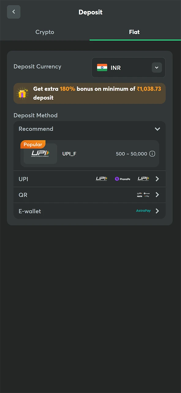 Refill your BC Game wallet by meeting the minimum requirements.