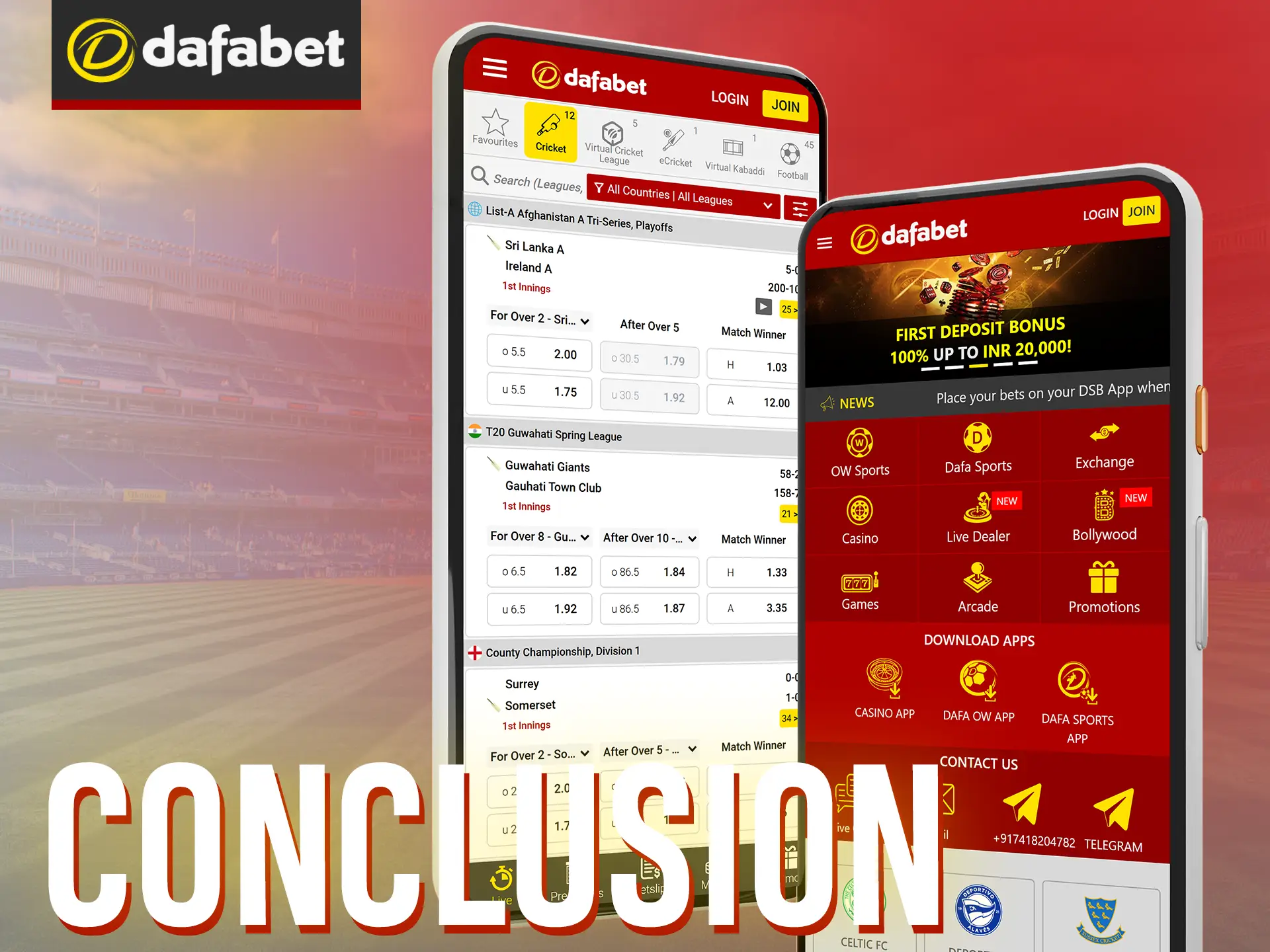 Dafabet provides sports betting and casino games.