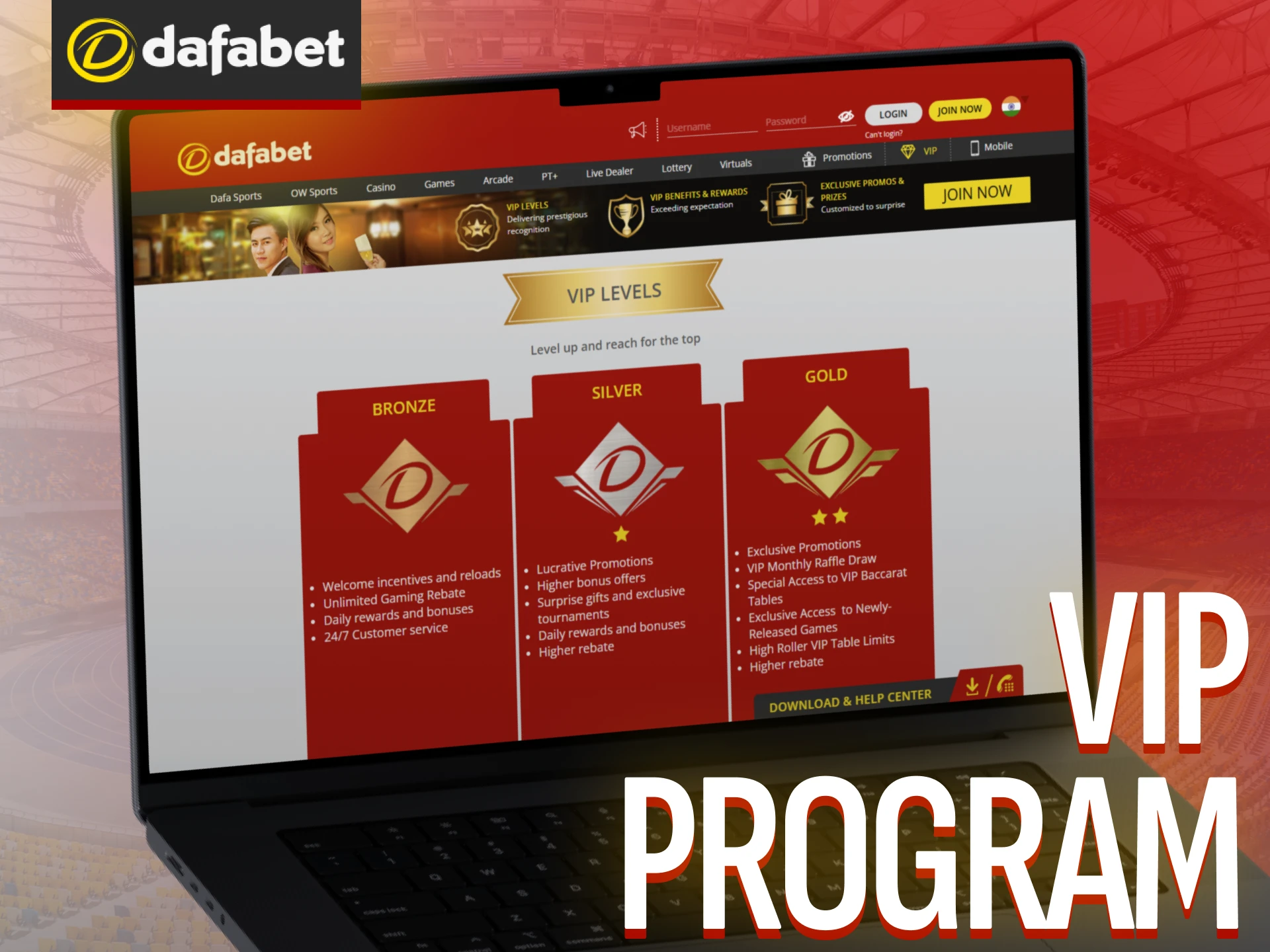 Join the Dafabet VIP Program and receive premium benefits in India.