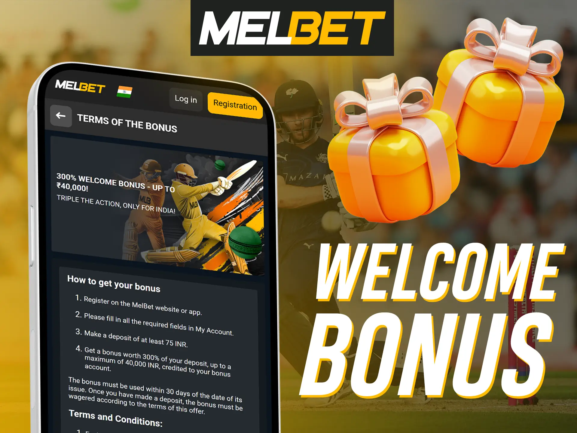 Get a welcome bonus on your first deposit from Melbet.