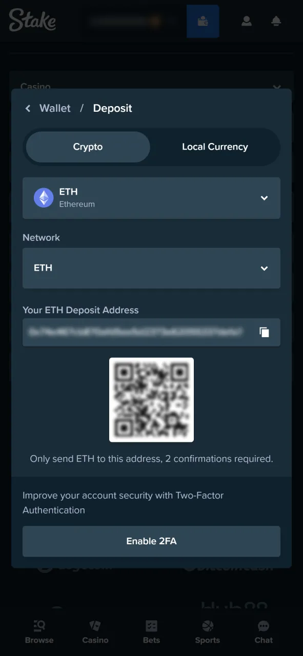 Make your first deposit to activate the welcome bonus on Stake.