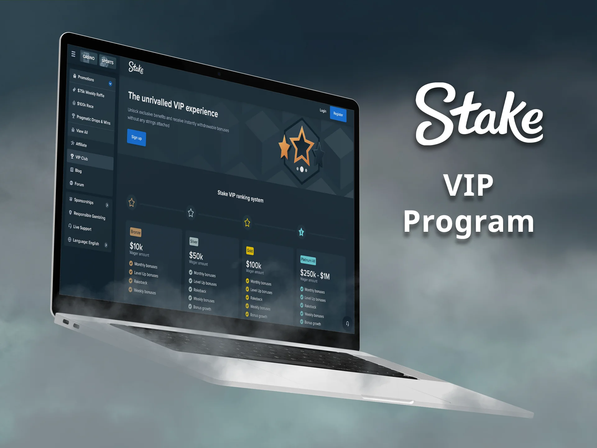 Explore the exclusive VIP program at Stake casino.