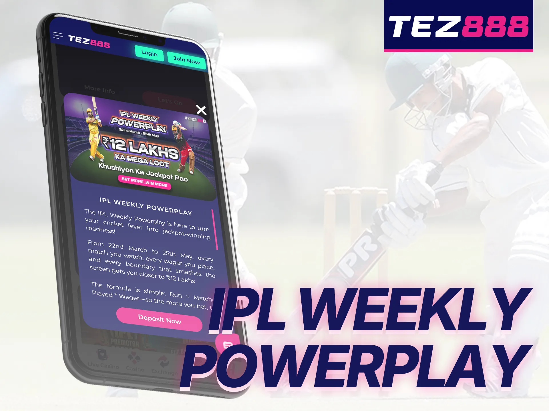 Bet on IPL matches at Tez888 and win 12 Lakhs.