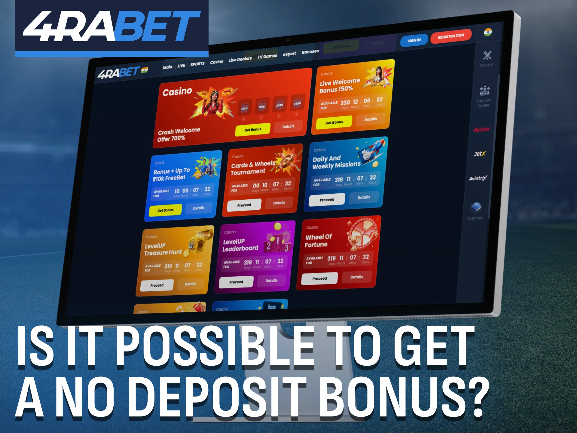 Sometimes 4Rabet offers a no deposit bonus during special events.