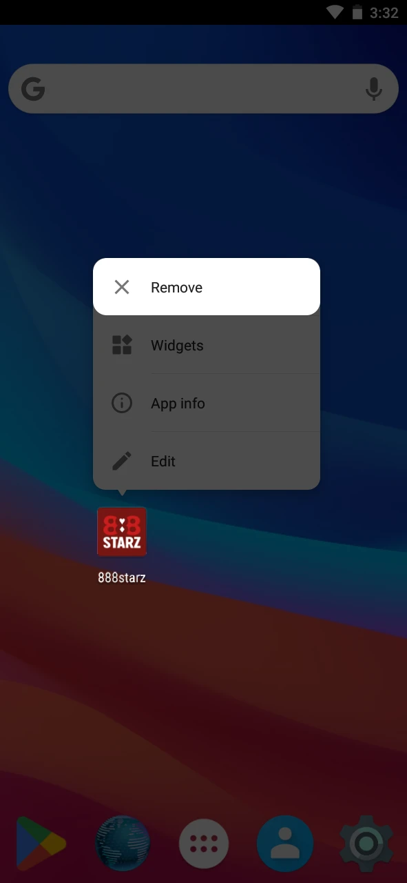 Uninstall the old version of the 888Starz app.