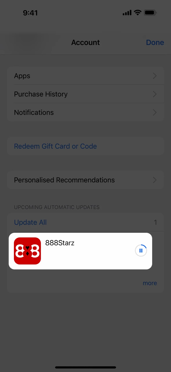 Wait for the end of the update and start using the latest version of the 888Starz app.