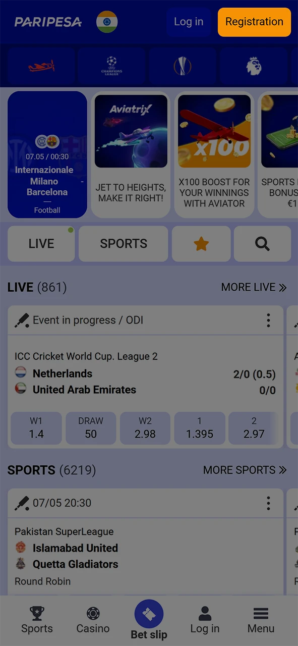 Click on the registration button on the Paripesa website.