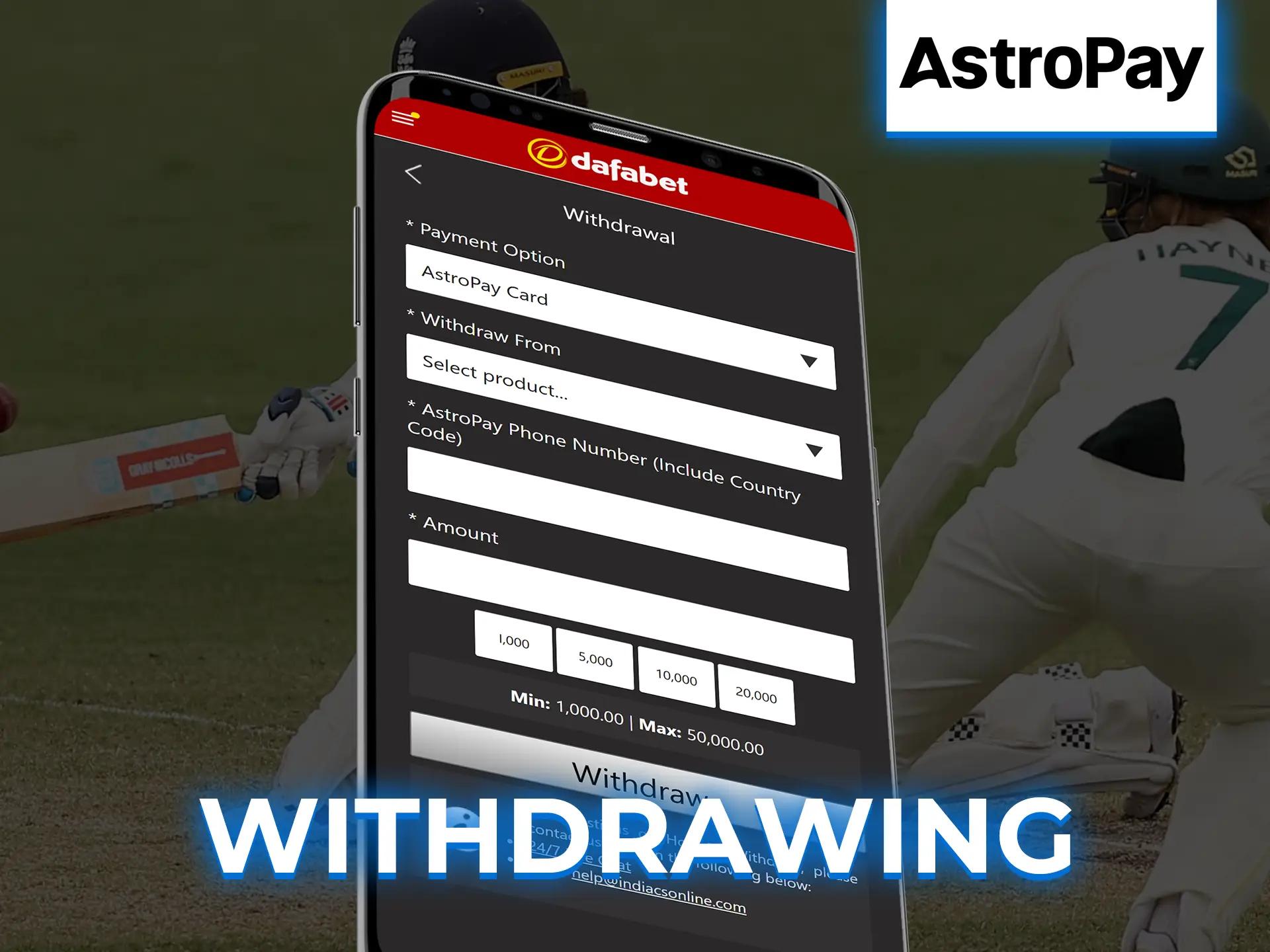 Learn how to withdraw funds from your betting account with AstroPay.