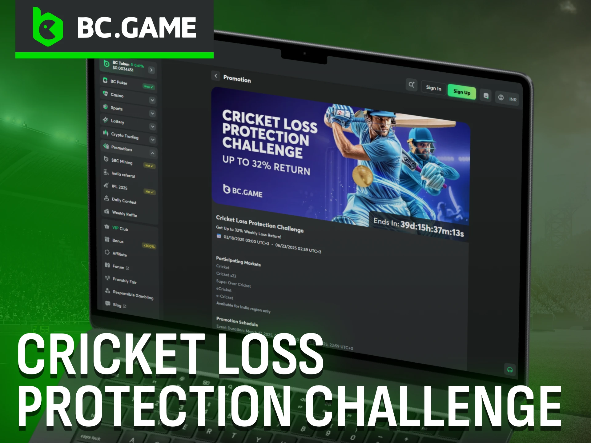 Join the BC Game Cricket Loss Protection Challenge to cover your risks.