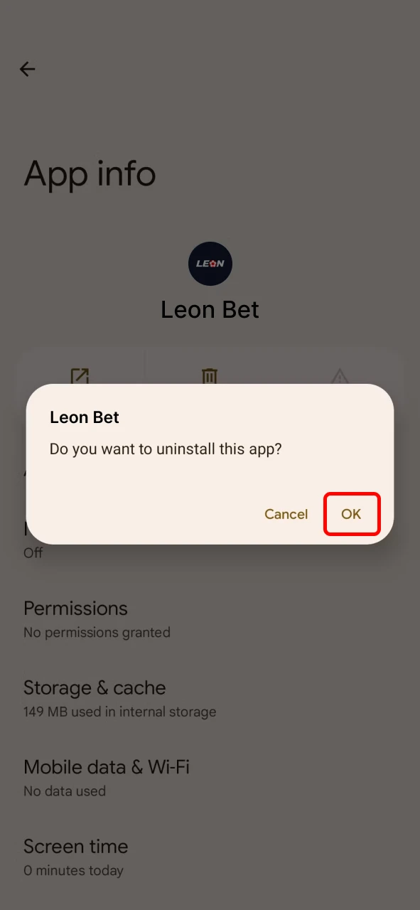 Remove the old Leon Bet APK file before installing a new update.