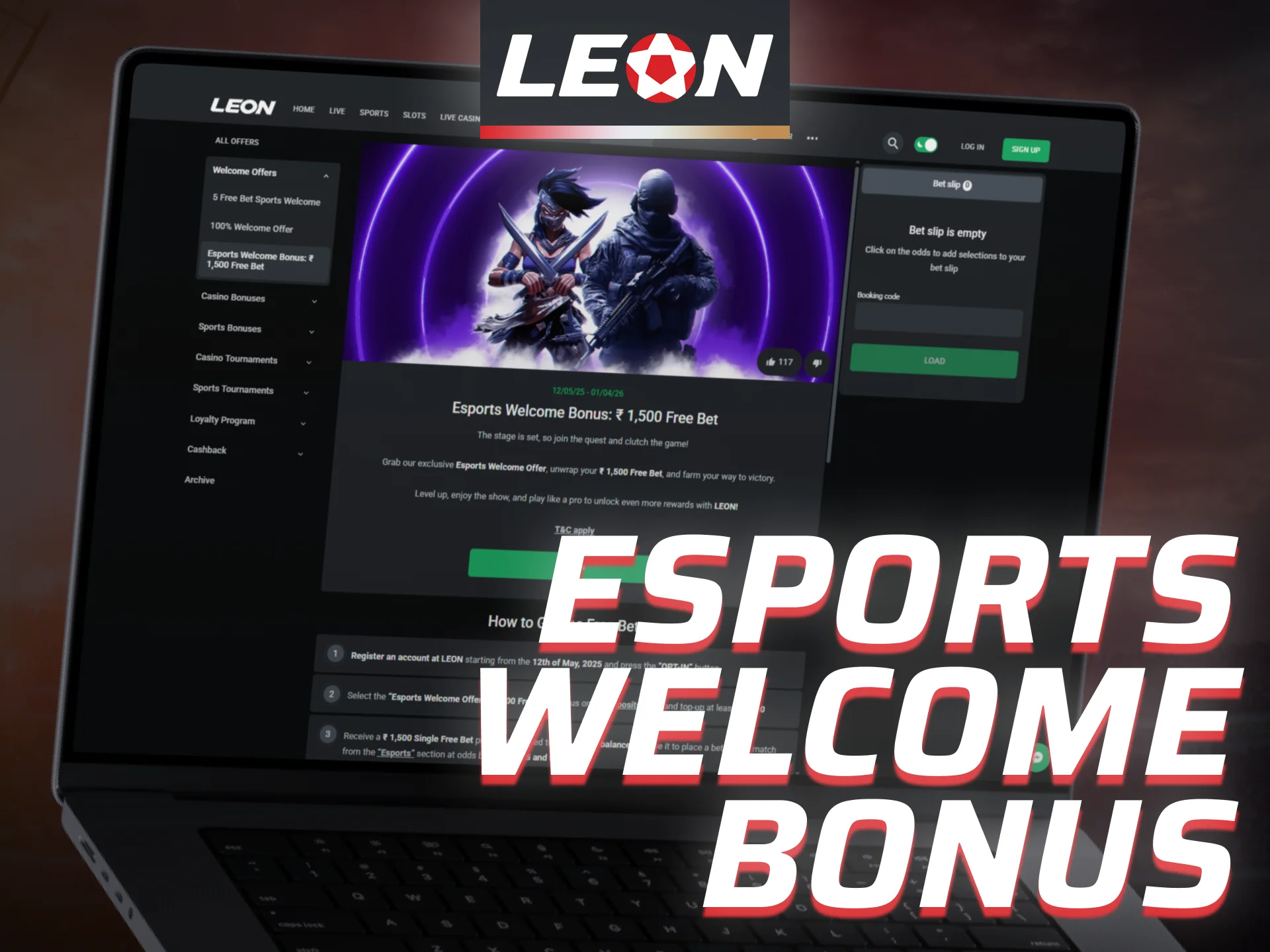 Get the esports welcome bonus at Leon Bet in India.