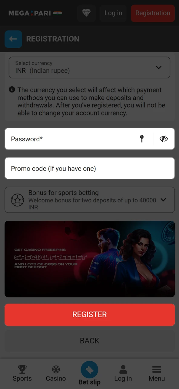 Create a password and confirm your Megapari registration.