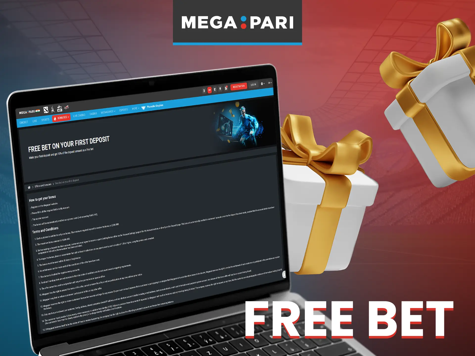 Get a free bet for your first deposit at Megapari.