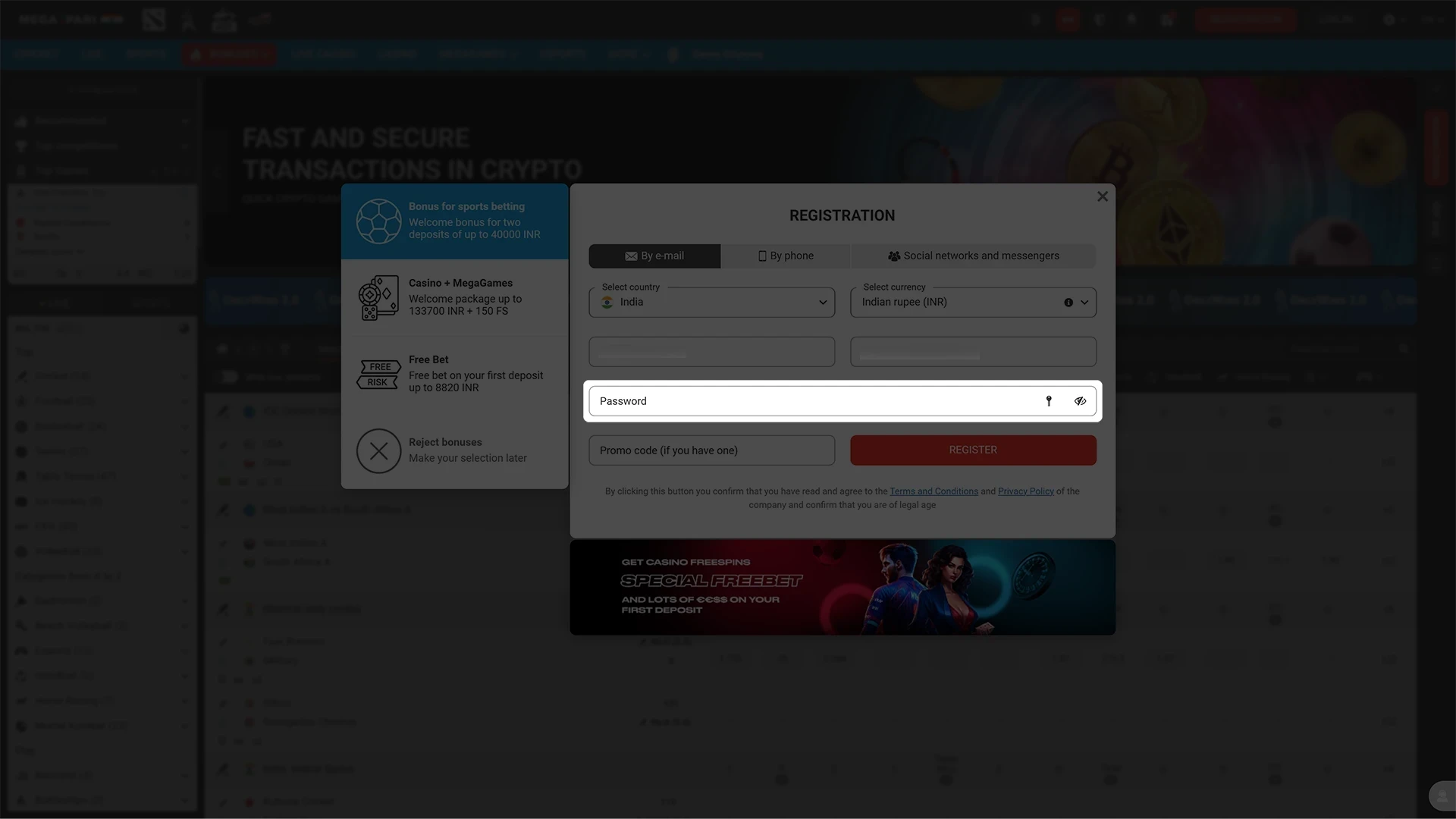 Come up with a strong password for your Megapari account.