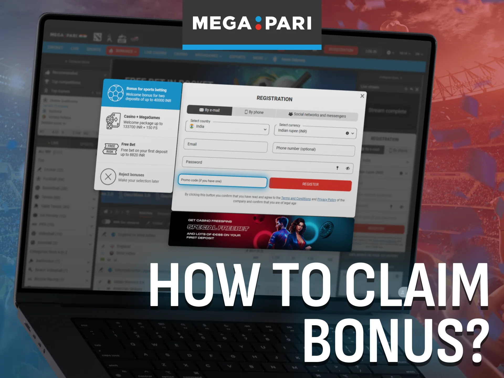 Claim your bonus on Megapari by following a few simple steps.