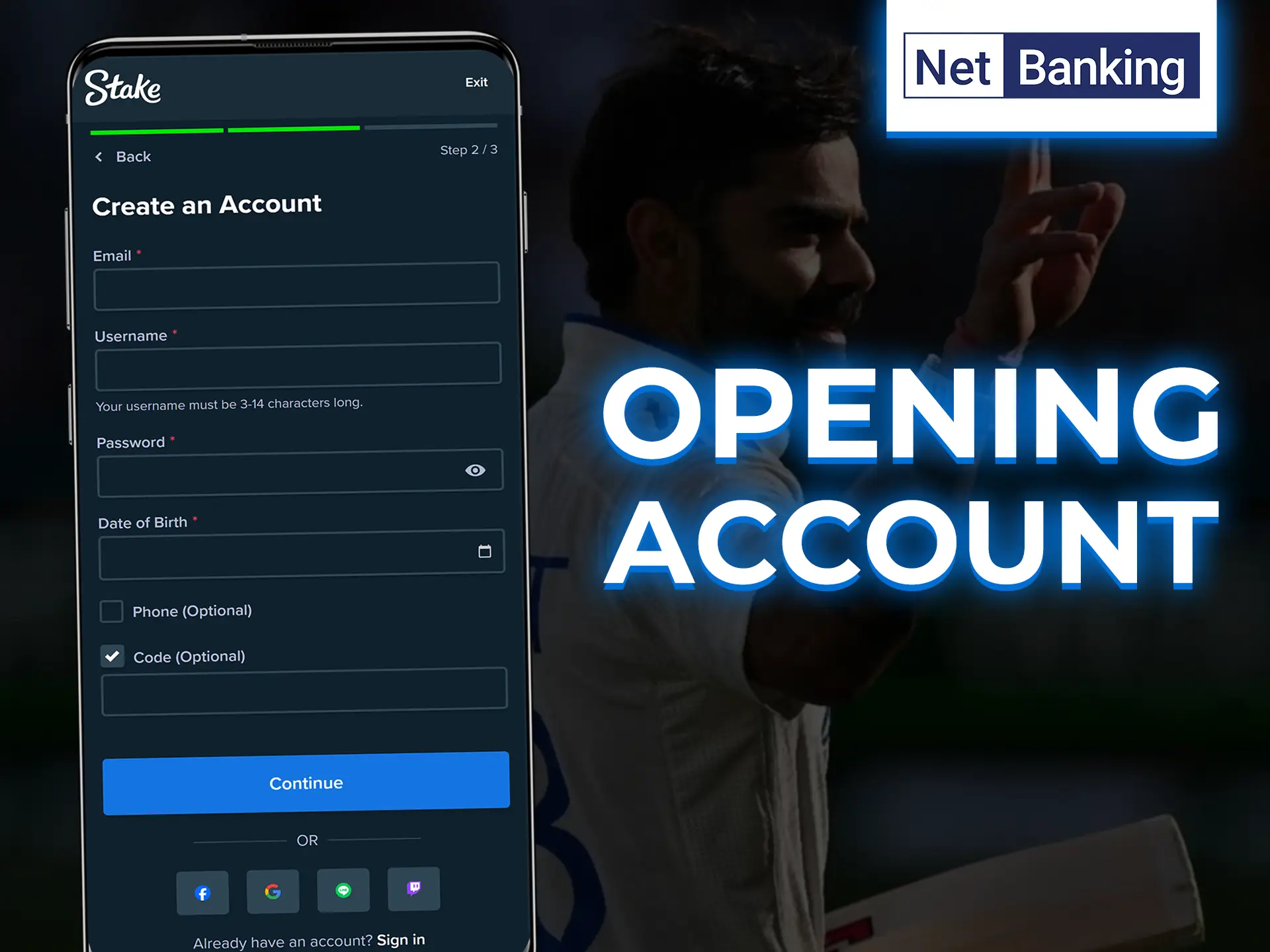 Link NetBanking to your betting account.