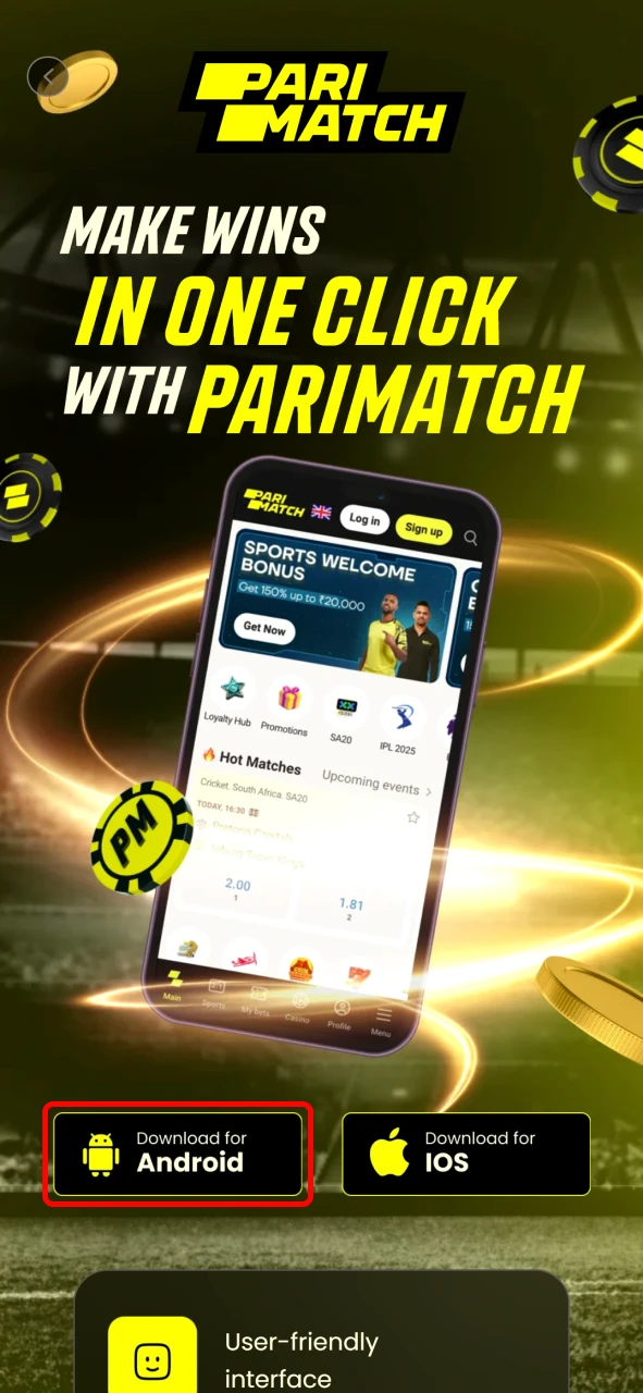Download the Parimatch APK and enjoy mobile betting.