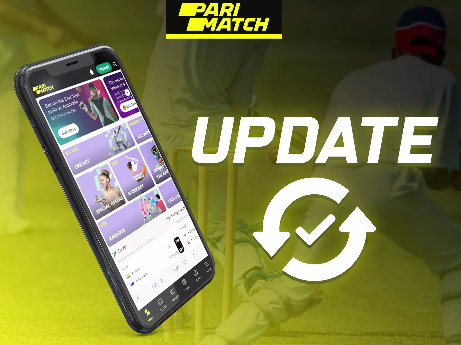 Parimatch app on Android updates automatically.