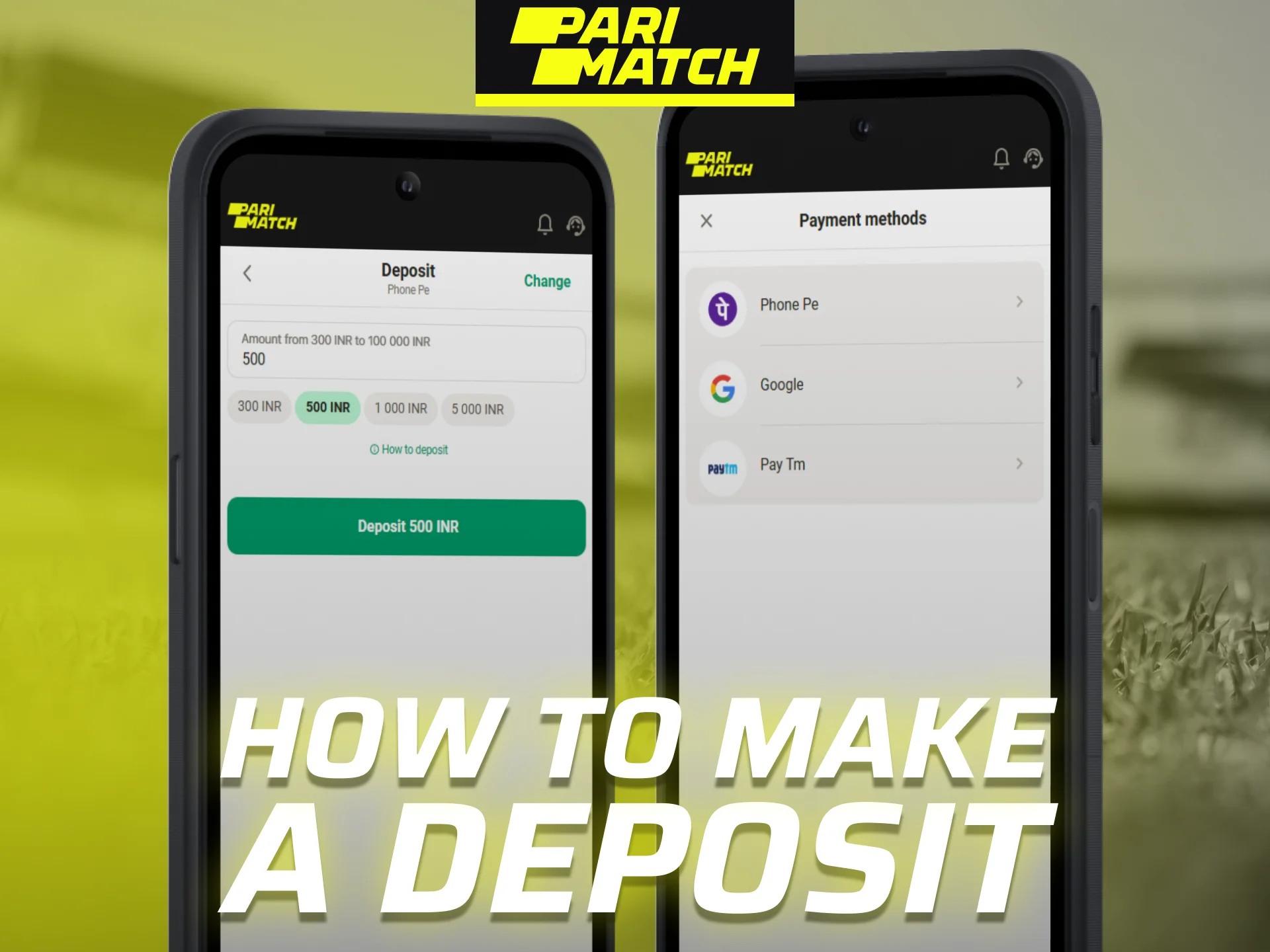 Make a deposit at Parimatch to start placing bets.