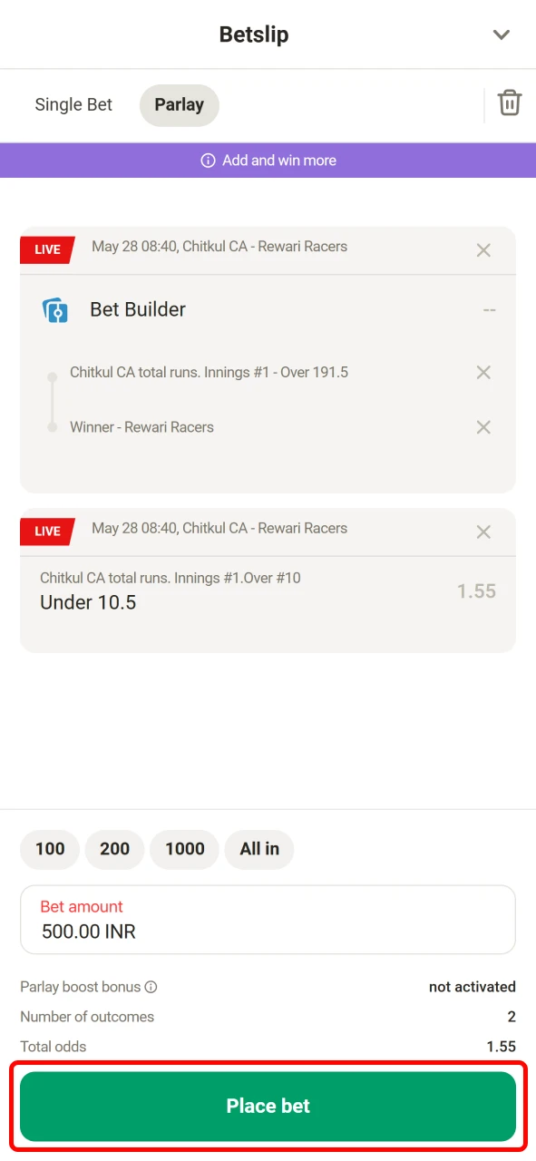 Confirm your bet and play with Parimatch in India.