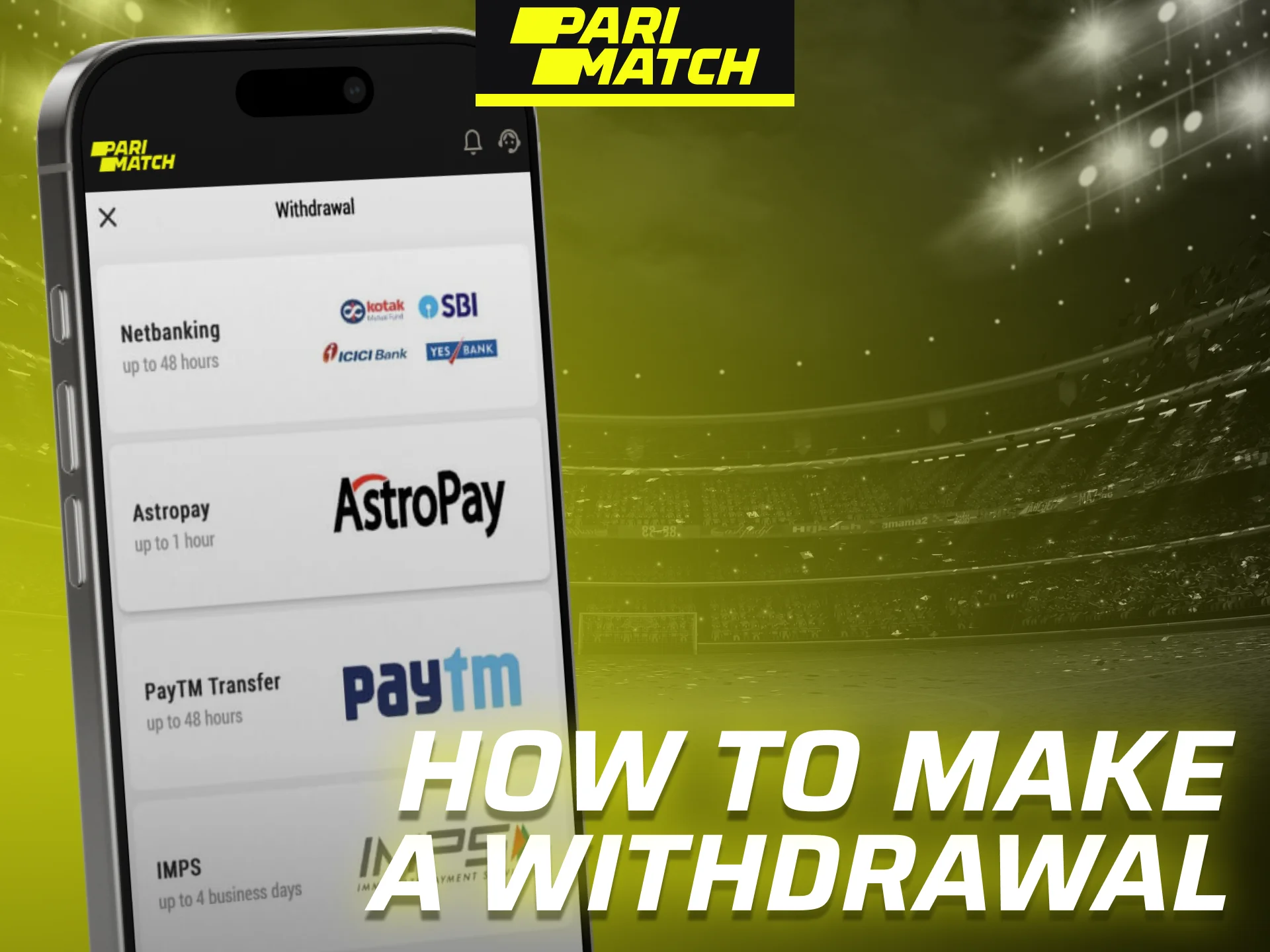 Make a withdrawal at Parimatch securely and quickly.