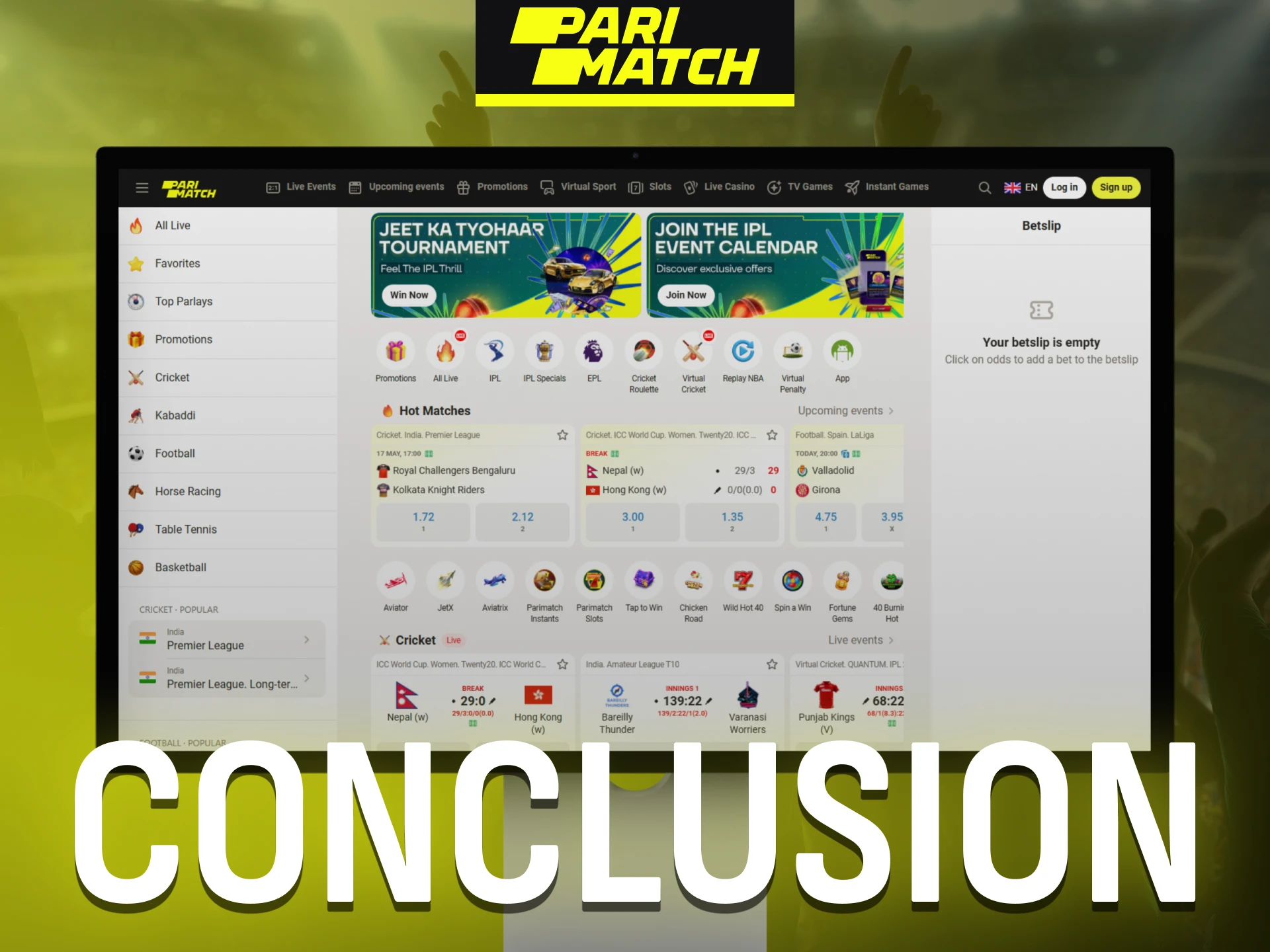 Parimatch offers a wide range of attractive bonus options for Indian players.