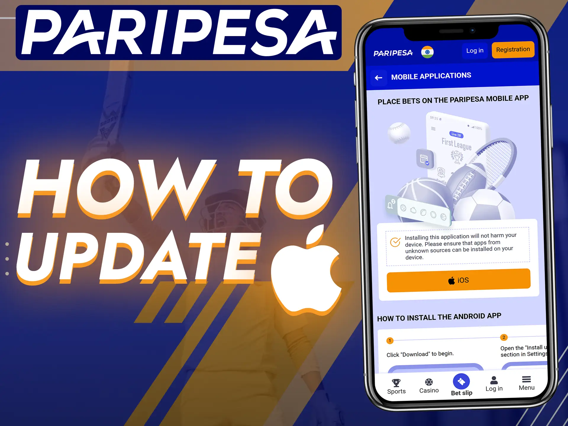 Update the Paripesa app for iOS via the App Store.