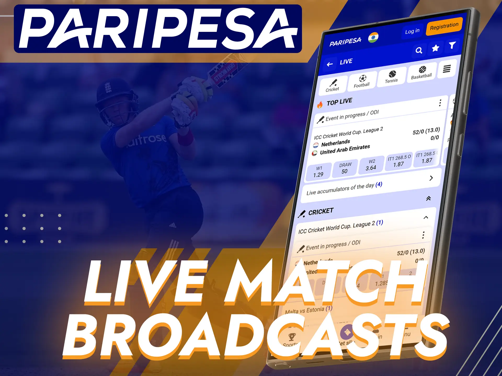 Enjoy live match broadcasts on the Paripesa app.