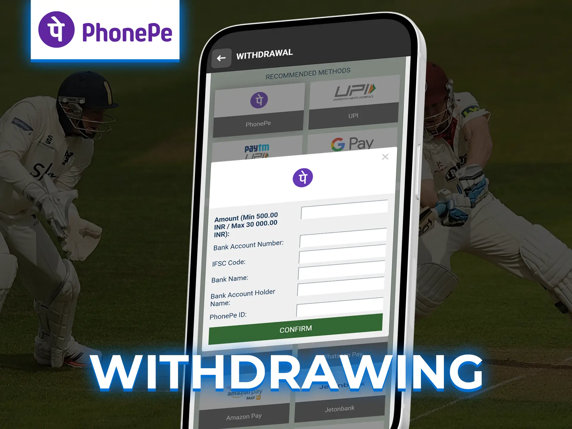 Cash out instantly to PhonePe after linking your account.