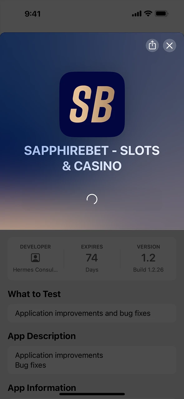Wait for the SapphireBet iOS app to be installed.