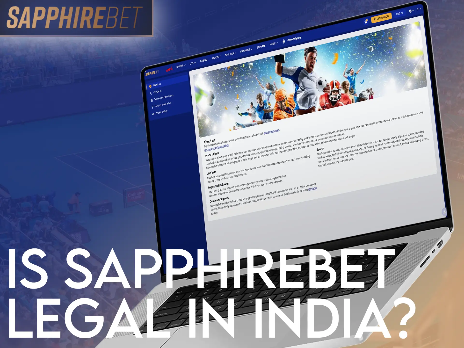 SapphireBet operates legally with Curaçao gaming license.
