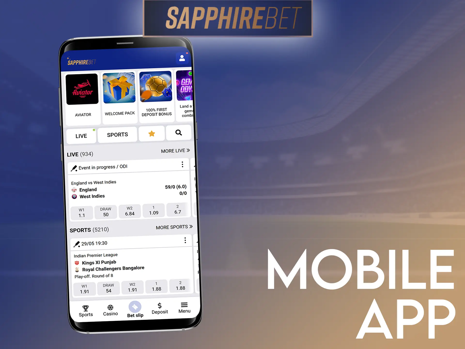 Get all SapphireBet features on iOS and Android apps.