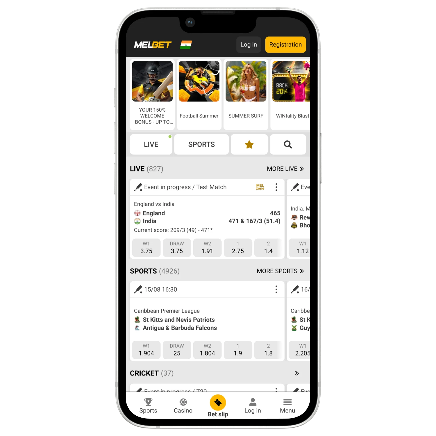 Try betting on Melbet official app for Android and iOS.