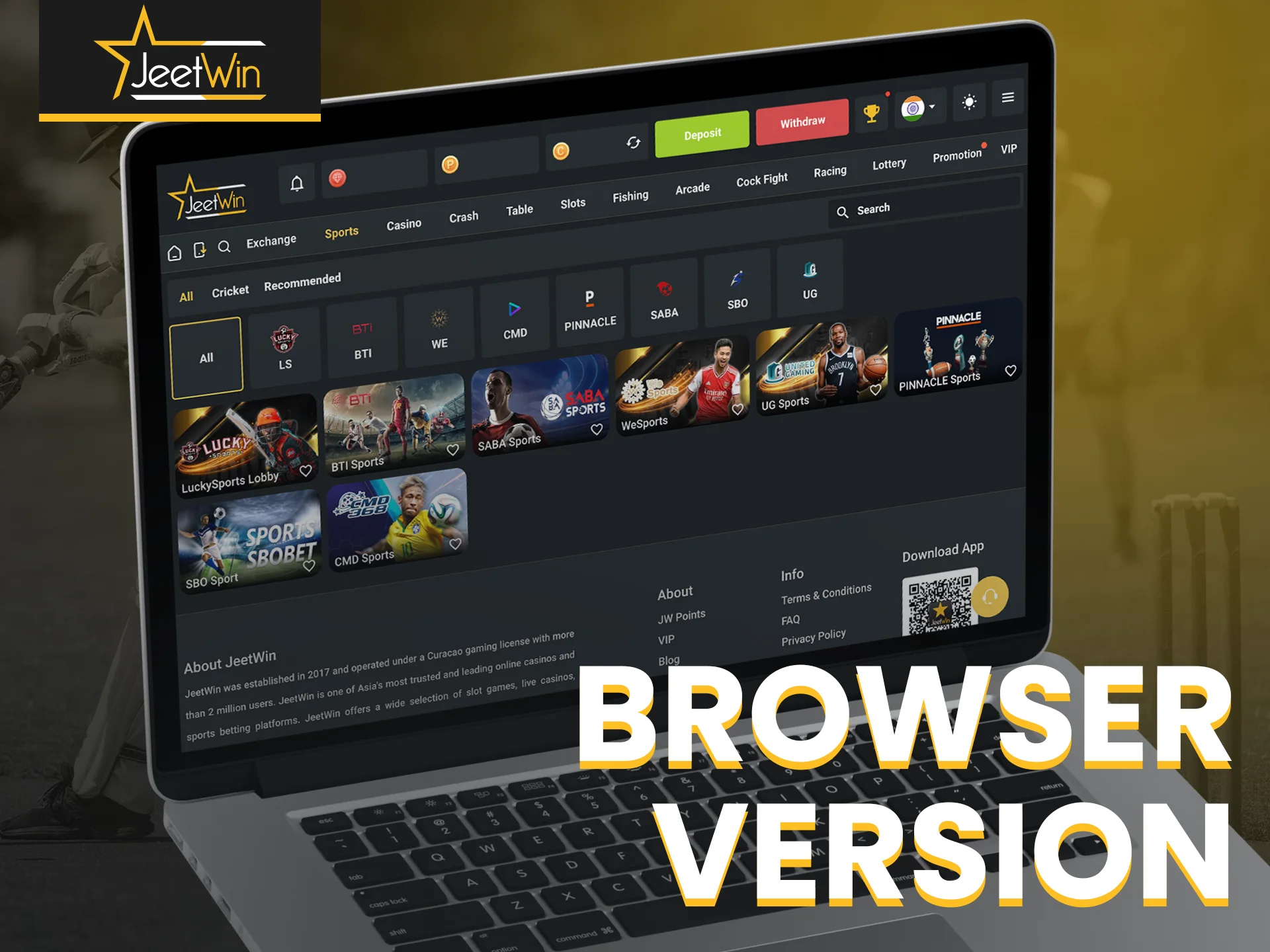 Use the Jeetwin browser version for instant access to games.