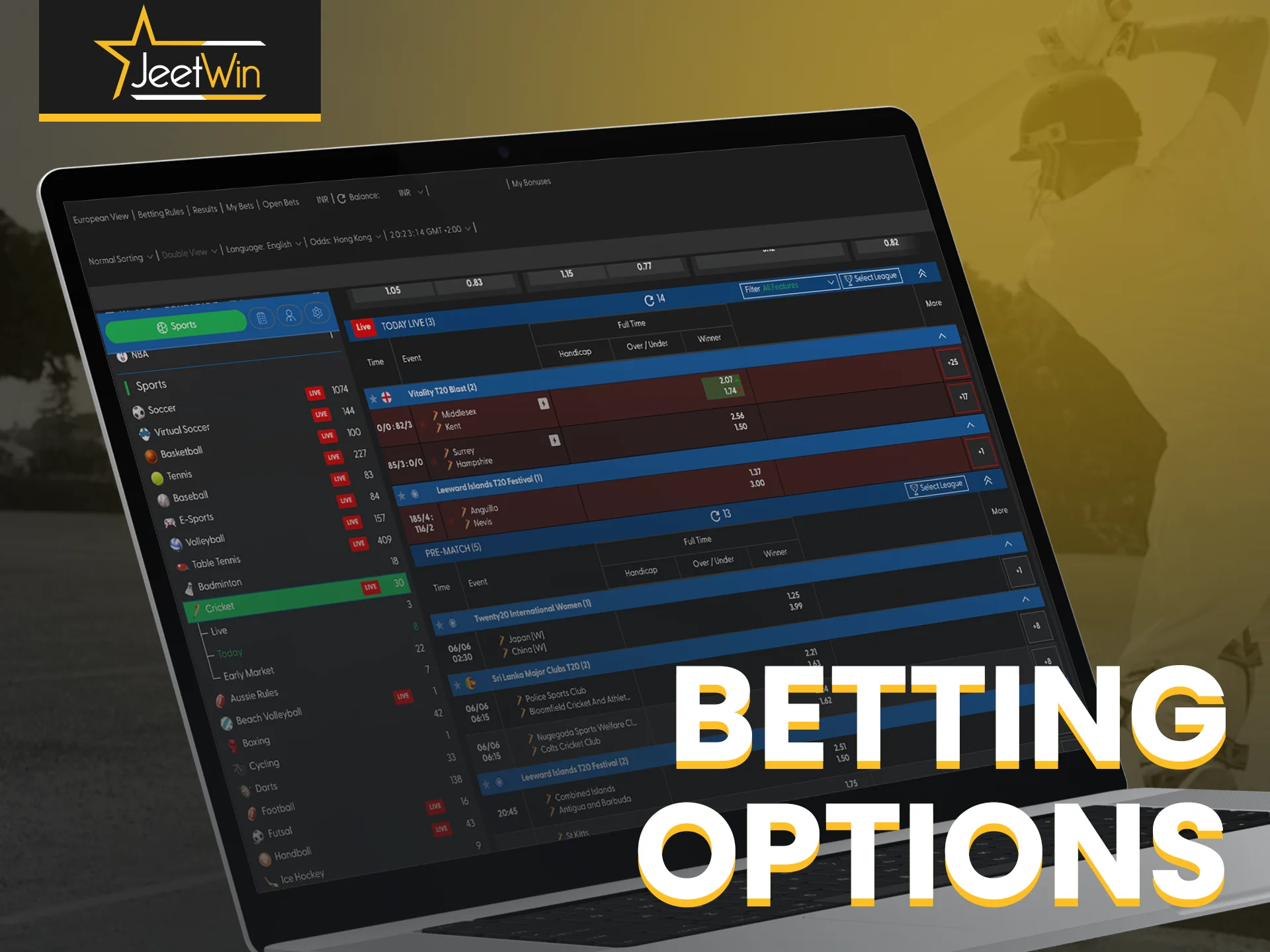 Explore all betting options available at Jeetwin.